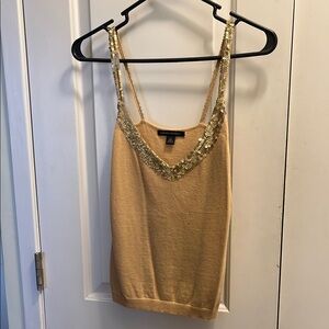 Banana Republic Tan Embellished Sleeveless Camisole